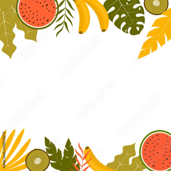 Fototapeta frame with fruits and plants 