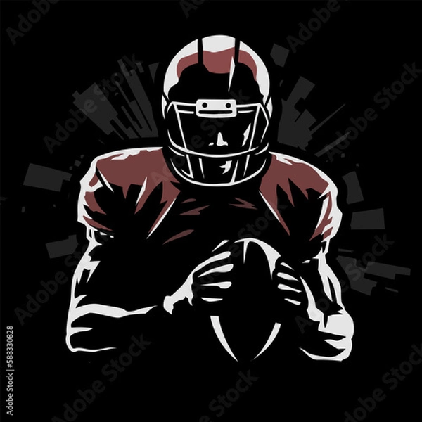 Obraz American football player on a black background. Vector illustration.