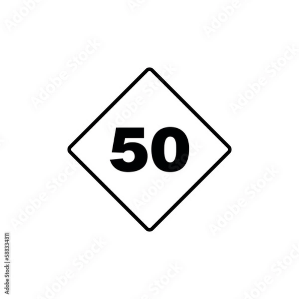 Fototapeta Black and White Color Traffic Sign Street Sign Icon Vector Template