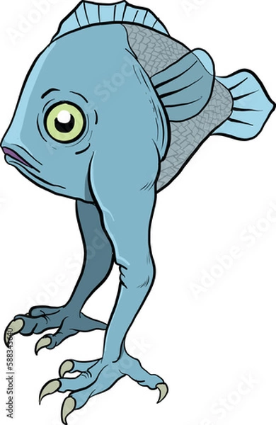 Fototapeta An isolated biped fish creature. Vector Illustration