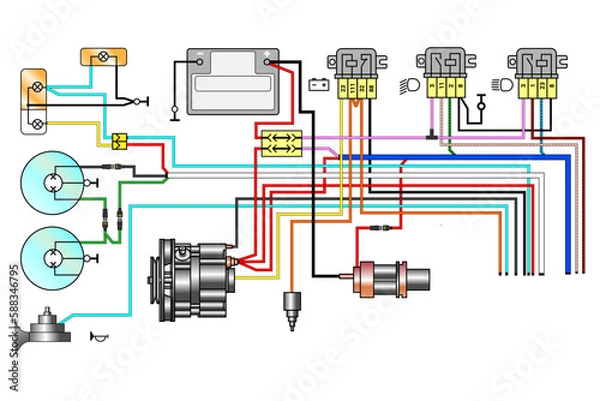 Obraz Electric scheme. Assembly diagram. Vector image.