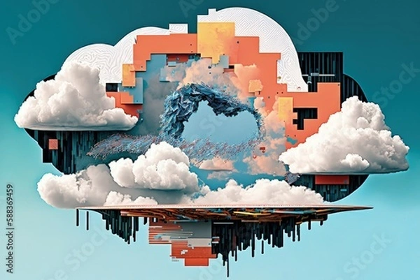Obraz Computer clouds surreal utopia created with Generative AI 