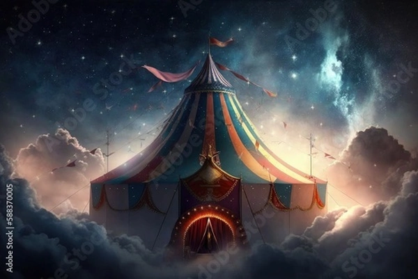 Fototapeta Fantasy circus in the sky created with Generative AI 