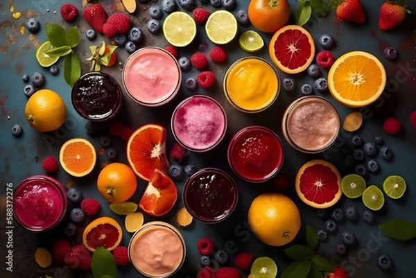 Fototapeta A healthy smoothie with many ingredients. Generative AI