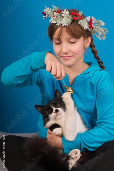 Obraz girl with a cat.