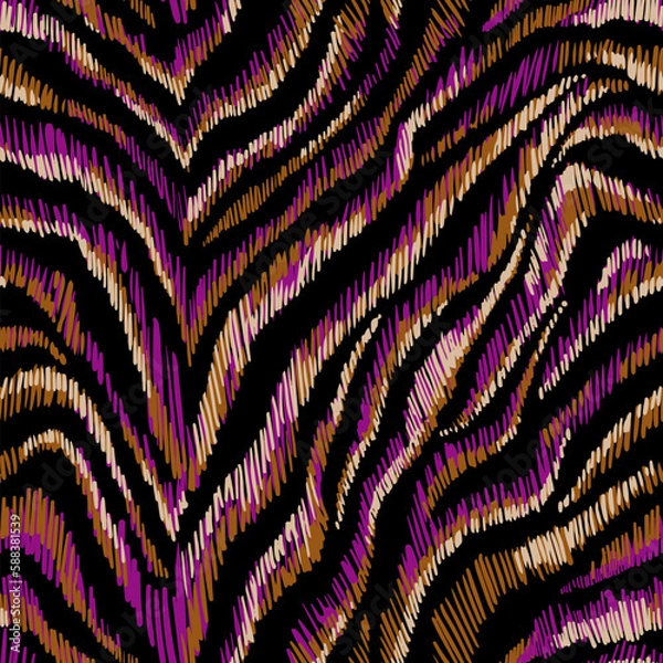 Fototapeta Seamless pattern. Neon digital color. Animal skin 