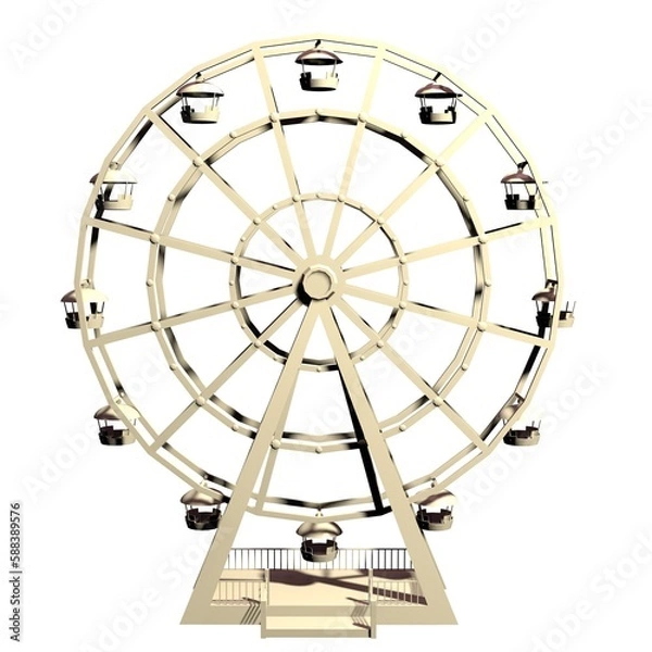 Obraz old cartoon ferris wheel on the white background 3d-rendering