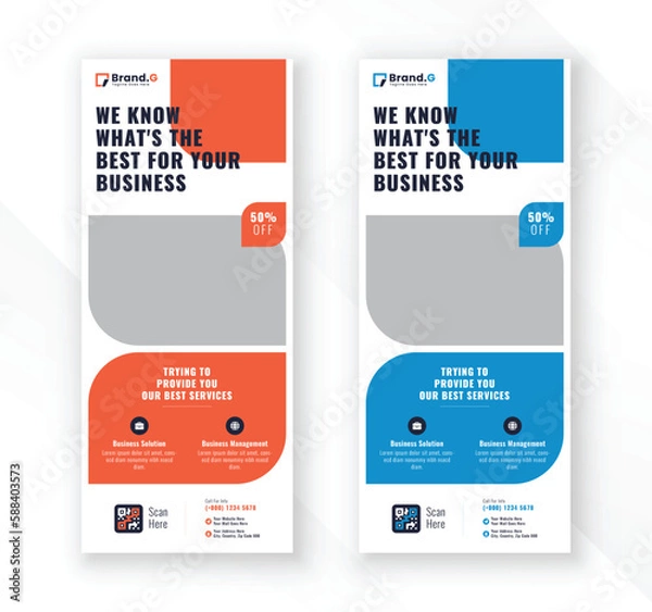 Fototapeta Modern clean minimal flat color display exhibition business roll up banner standee signage design