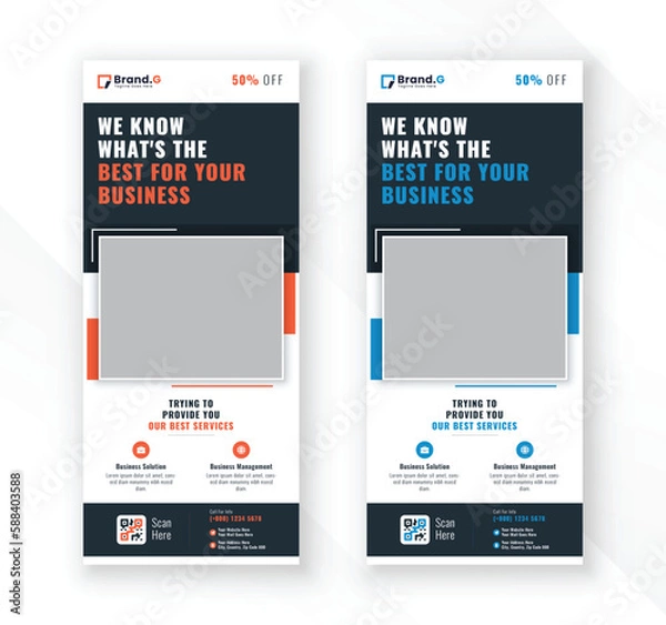 Fototapeta Modern clean minimal flat color display exhibition business roll up banner standee signage design