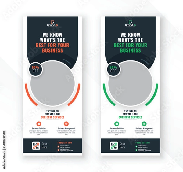 Fototapeta Modern clean minimal flat color display exhibition business roll up banner standee signage design