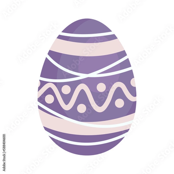 Fototapeta Purple decorated Easter egg. One egg is drawn in a cute cartoon style and painted for Easter as a gift. Hand drawn vector illustration for use in your design, icon, logo, sticker, web
