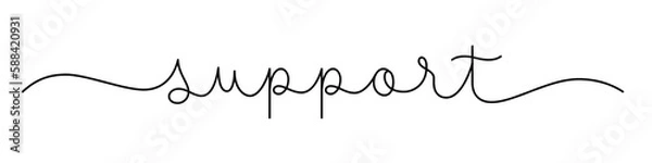 Fototapeta SUPPORT black vector monoline calligraphy banner with swashes