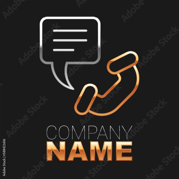 Fototapeta Line Telephone 24 hours support icon isolated on black background. All-day customer support call-center. Full time call services. Colorful outline concept. Vector