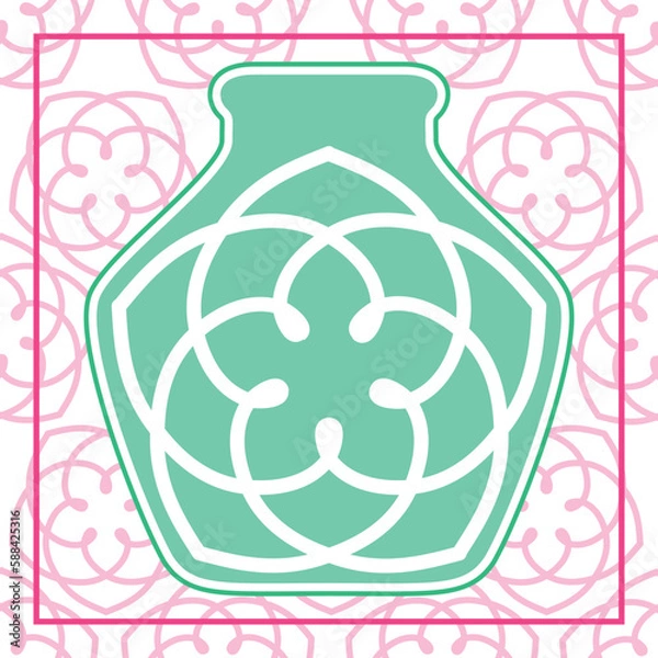 Fototapeta A jar with a flower of the Vinus, the trajectory of the planet Venus
