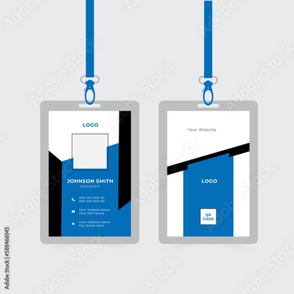 Fototapeta Blue modern new creative Business id card design template.Corporate Id card design template ,vector file.Simple vector office ID card design template. Creative Corporate Business identity card .