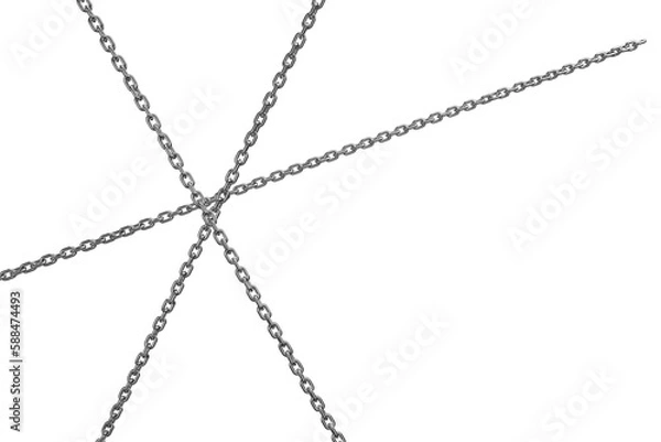 Fototapeta Obraz 3D srebrnego metalicznego łańcucha w skrzyżowanym kształcie