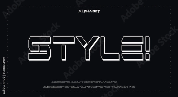 Fototapeta STYLE Abstract Fashion Best font alphabet. Minimal modern urban fonts for logo, brand, fashion, Heading etc. Typography typeface uppercase lowercase and number. vector illustration full Premium look