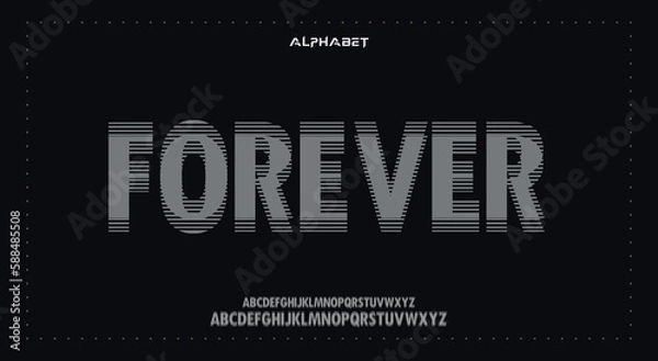 Fototapeta forever Abstract Fashion Best font alphabet. Minimal modern urban fonts for logo, brand, fashion, Heading etc. Typography typeface uppercase lowercase and number. vector illustration full Premium look