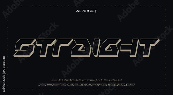 Fototapeta straightAbstract Fashion Best font alphabet. Minimal modern urban fonts for logo, brand, fashion, Heading etc. Typography typeface uppercase lowercase and number. vector illustration full Premium look
