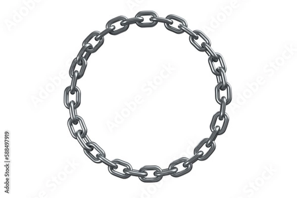 Obraz Obraz 3D srebrnego metalowego łańcucha okrągłego
