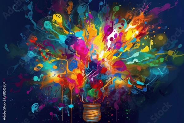 Fototapeta Breaking Boundaries, Vivid Colorful Concept of Innovation and Diversity in the Creative Process, creative brainstorming, creative idea generation, generative AI