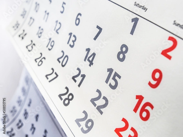 Obraz Closeup a calendar page