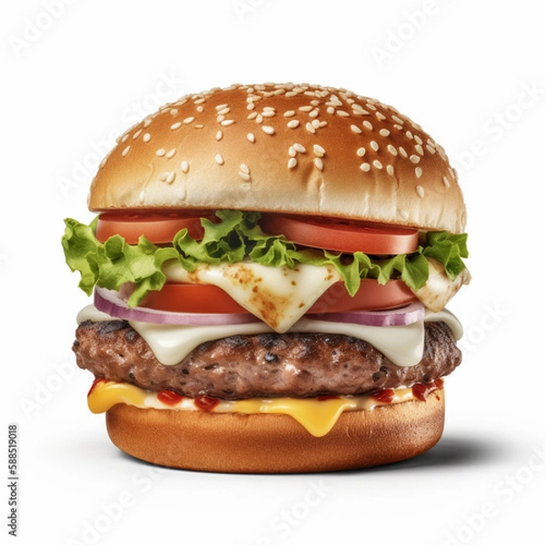 Obraz Burger isolated image on white background