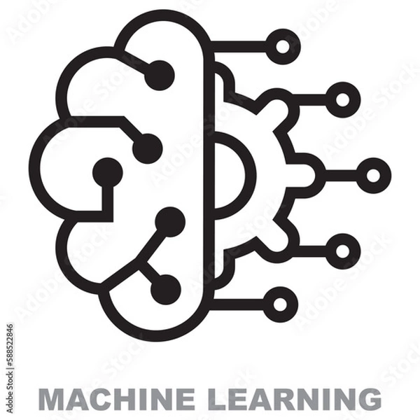 Obraz Machine learning line icons. Machine learning icon in modern line style.