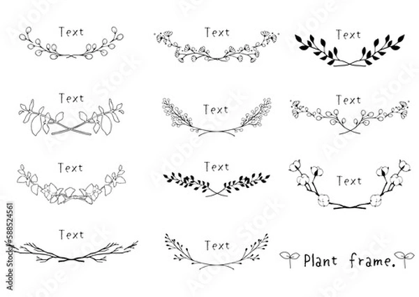 Obraz 植物のフレーム、ワンポイント
