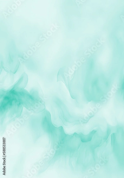 Fototapeta Mint abstract watercolor texture background. Green watercolour brush pattern. Pastel color background in paper art style.