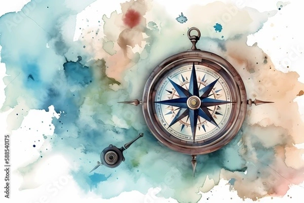 Obraz A compass on a map Generative AI