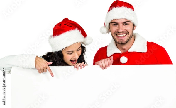 Fototapeta Happy couple showing placard