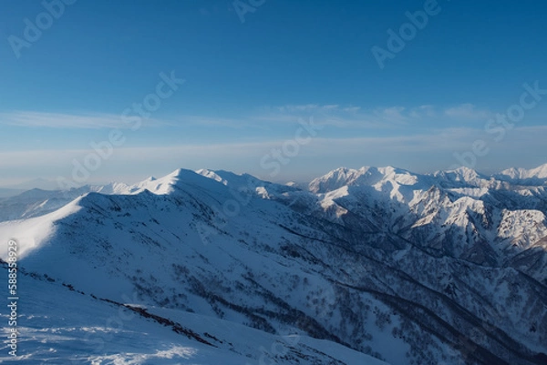 Fototapeta 朝の冬山