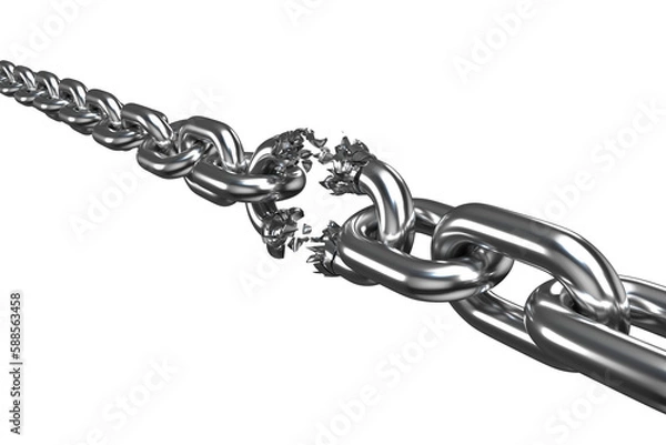 Obraz 3d image of damaged silver chain 