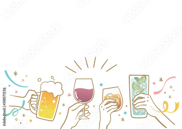 Obraz 乾杯するイラスト　フレーム