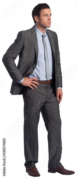 Fototapeta Serious businessman with hand on hip