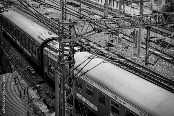 Fototapeta Railway workers in Shanghai