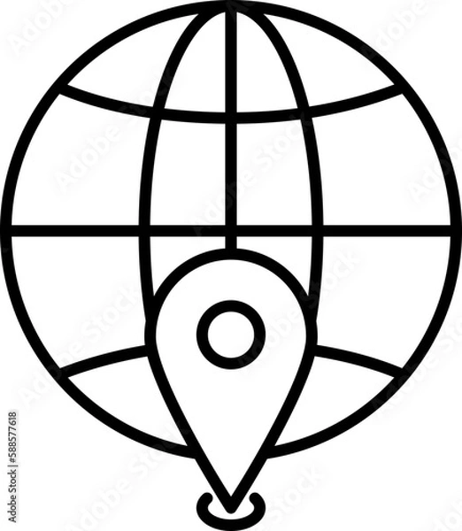 Fototapeta global positioning system icon, line icon style, map pin location symbol vector stock.
