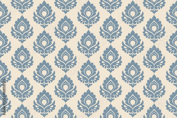 Fototapeta Ethnic pattern. Bandana Print. Silk neck scarf or kerchief. Design for Saree, Patola, Sari, Dupatta, textile. Tile patterns. Aztec style. Floral vintage. Bohemian Indian motif style. Clothing. Vector.