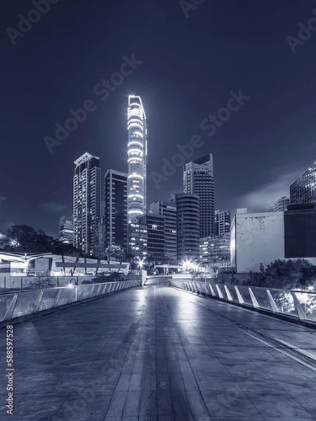 Fototapeta Skyline of downtown of Hong Kong city at night