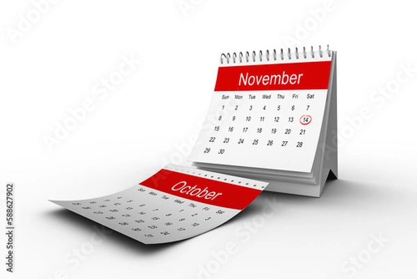 Fototapeta Desk calendar showing November