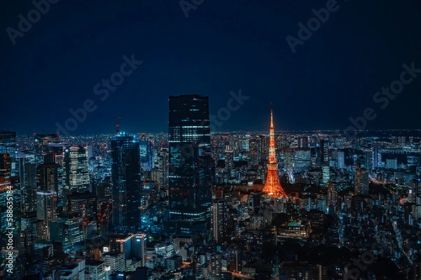 Obraz 東京タワーとビル群の夜景
