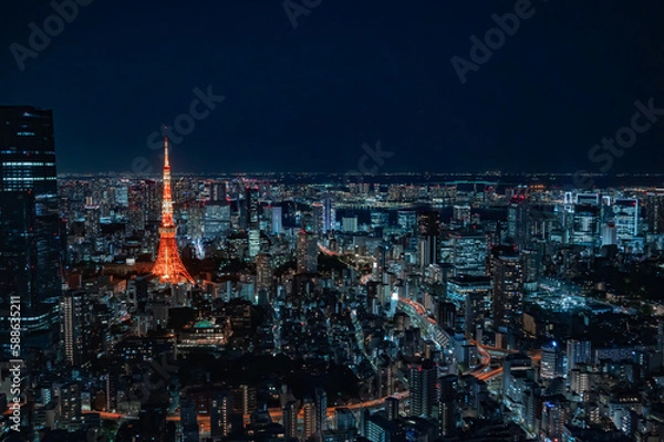 Obraz 東京タワーとビル群の夜景