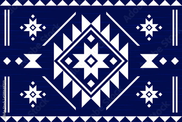 Fototapeta Carpet ethnic tribal pattern art. Geometric ethnic seamless pattern in tribal. Mexican style. Design for background, illustration, rug, fabric, clothing, carpet, textile, batik, embroidery.