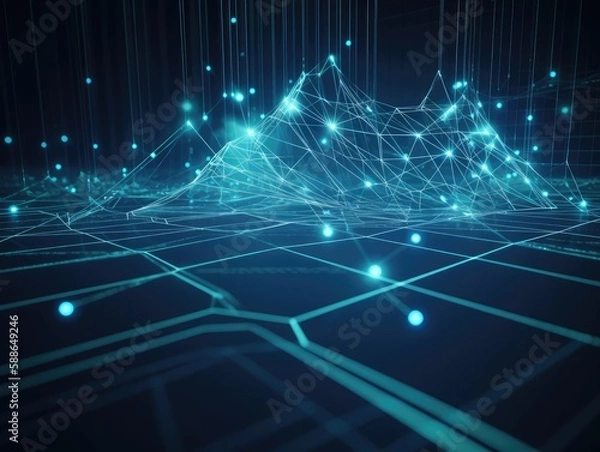 Fototapeta Cyber security, Data protection, Structure of virtual network on innovative internet network connection of Digital technology business, verification and data encryption, generative ai technology