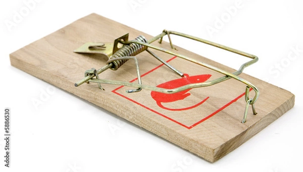 Obraz Mouse trap isolated on white background.