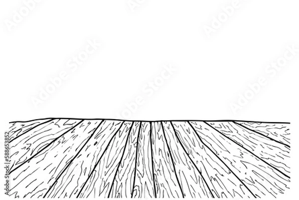 Obraz vector simple hand draw sketch of perspective wooden floor