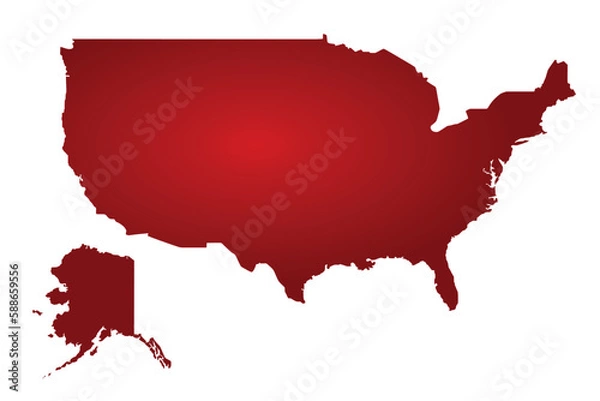 Fototapeta USA (with Alaska) red map. vector illustration
