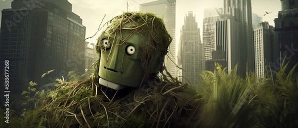 Obraz robot in apokalypse, Generative AI