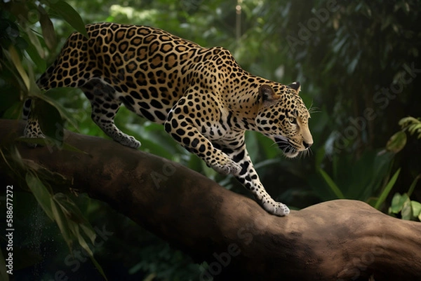 Obraz leopard in tree, Generative AI